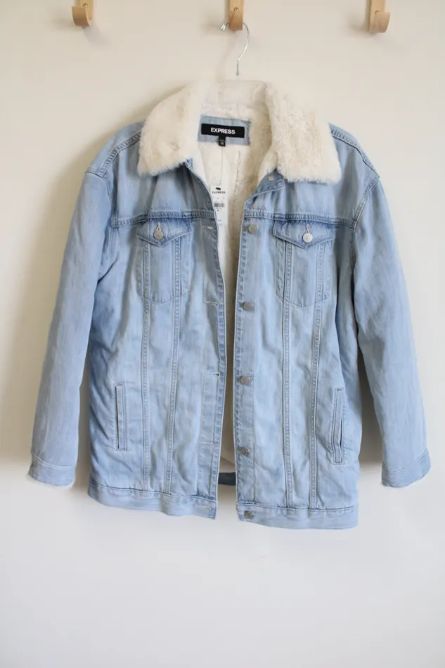 Earrings Express NEW Express Denim Sherpa Lined Jacket ML