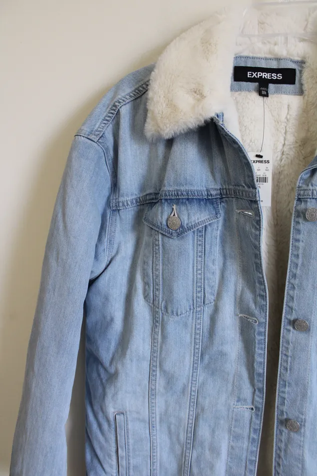 Earrings Express NEW Express Denim Sherpa Lined Jacket ML