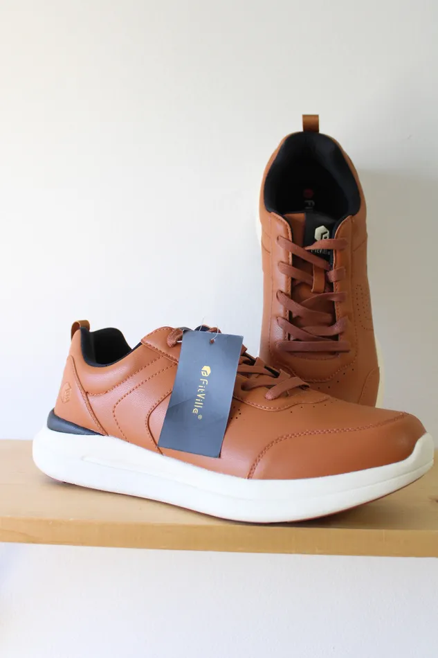 Earrings FitVille NEW FitVille Marca Brown Vegan Leather Sneakers Size 135W Earrings FitVille NEW FitVille Marca Brown Vegan Leather Sneakers Size 135W