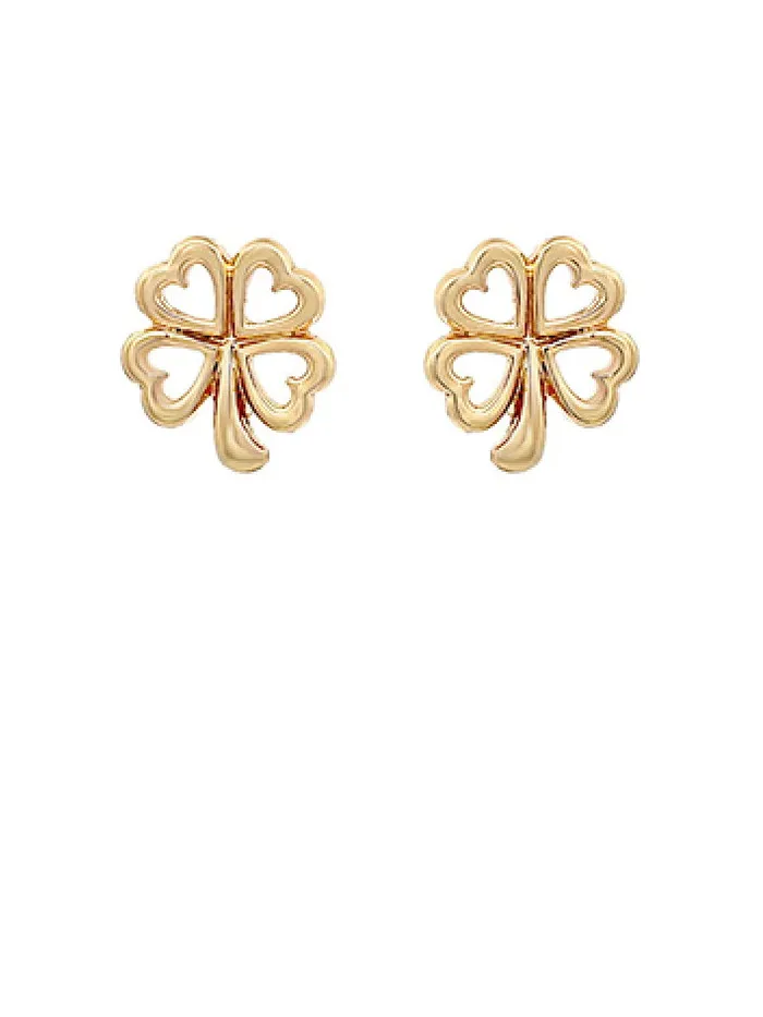 Earrings Golden Stella Outlined Clover Studs