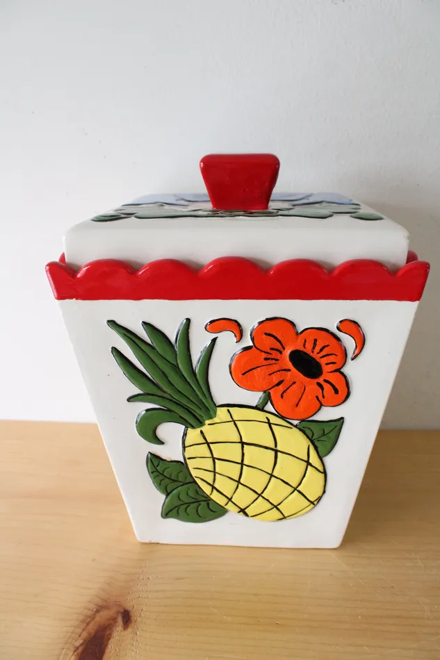 Earrings Jubilee Thrift Vintage JG Painted Flour Porcelain Cannister