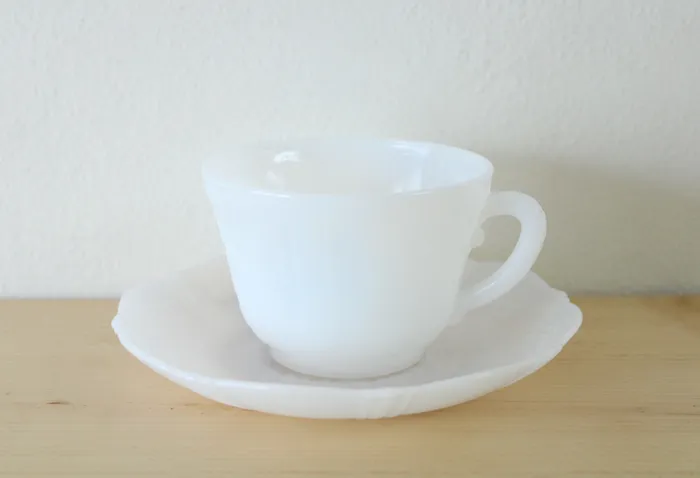 Earrings Jubilee Thrift Vintage Milk Glass Teacup Saucer
