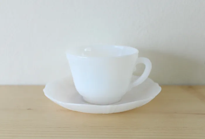 Earrings Jubilee Thrift Vintage Milk Glass Teacup Saucer