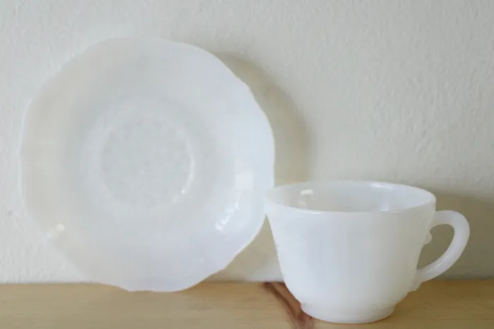Earrings Jubilee Thrift Vintage Milk Glass Teacup Saucer