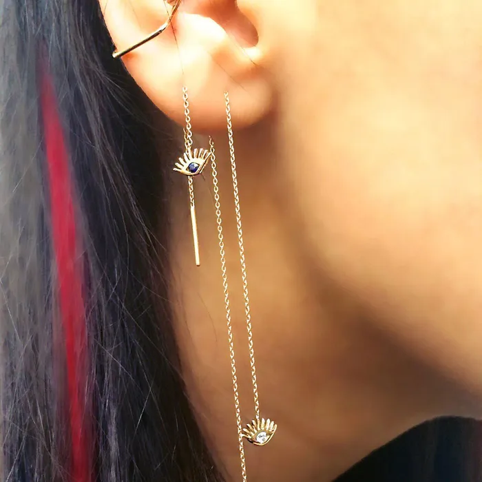 Earrings Kismet by Milka Evil Eye Short Chain Earring