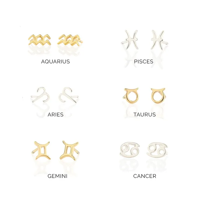 Earrings kris nations Zodiac Symbol Stud Earrings