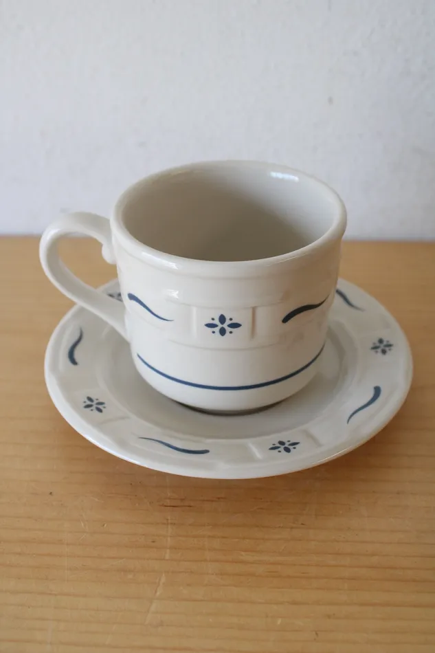 Earrings Longaberger Longaberger Pottery Woven Traditions Tea Cup Saucer Set