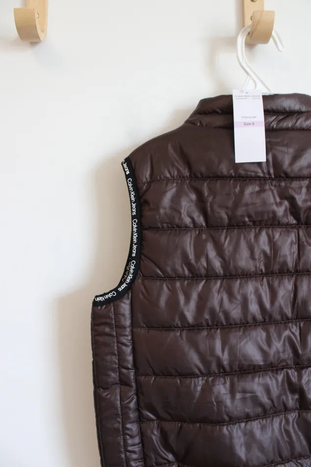Earrings NEW Calvin Klein Jeans Brown Puffer Vest Youth 6 Calvin Klein Jeans