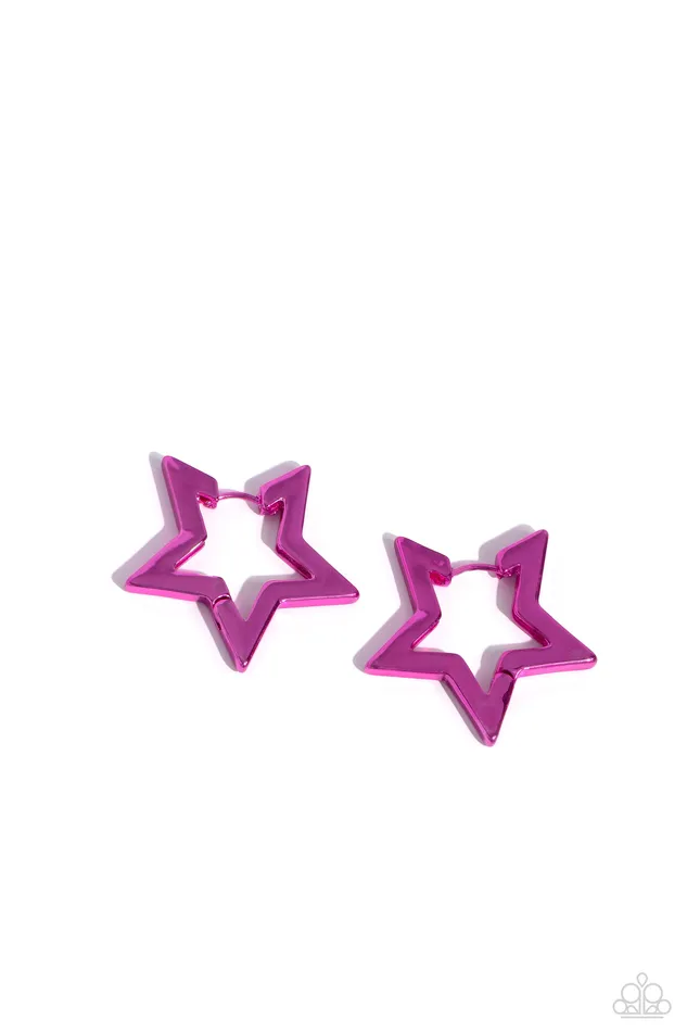 Earrings Paparazzi Accessories In A Galaxy STAR STAR Away Pink