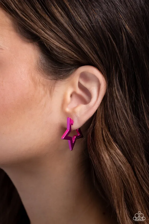 Earrings Paparazzi Accessories In A Galaxy STAR STAR Away Pink