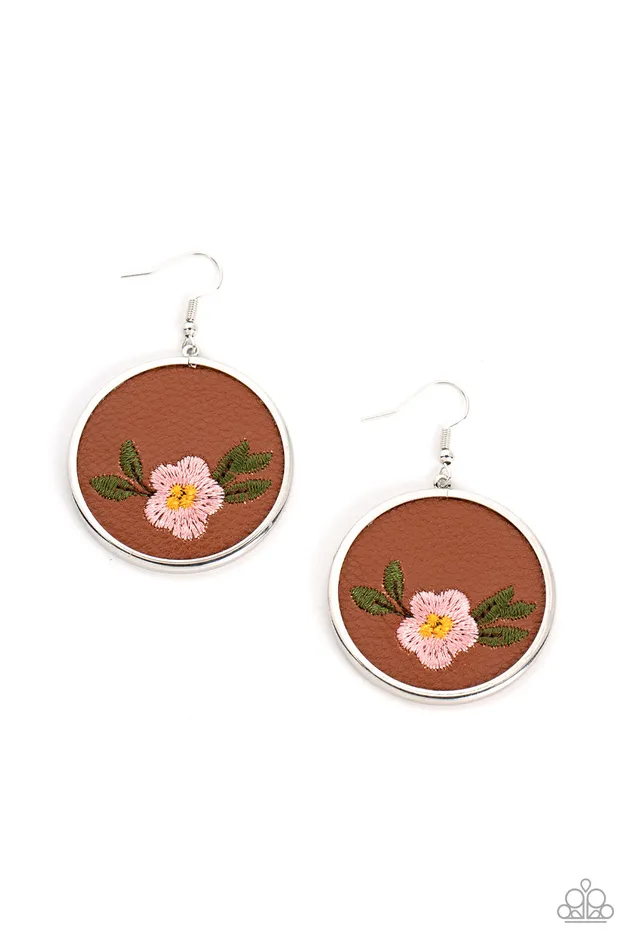 Earrings Paparazzi Accessories Prairie Patchwork Pink
