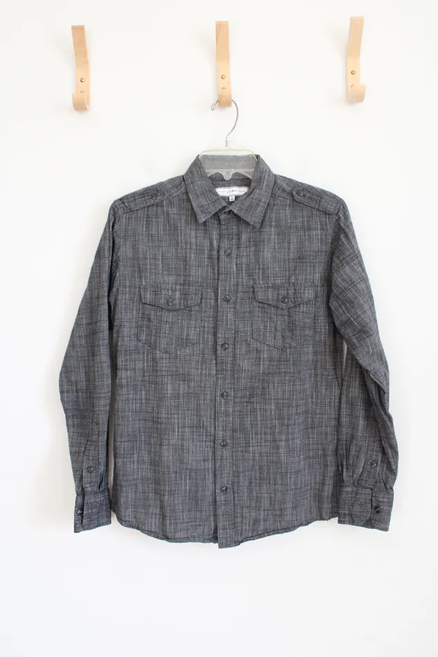 Earrings PDC PDC Gray Button Down Long Sleeved Shirt S