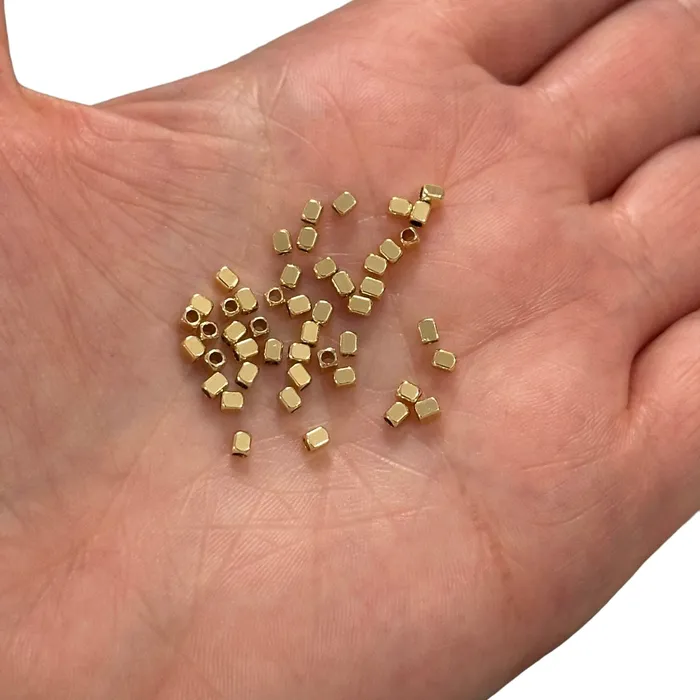 Earrings Peppy Beads 24Kt Gold Plated 25x2mm Spacers 50 pcs in a pack