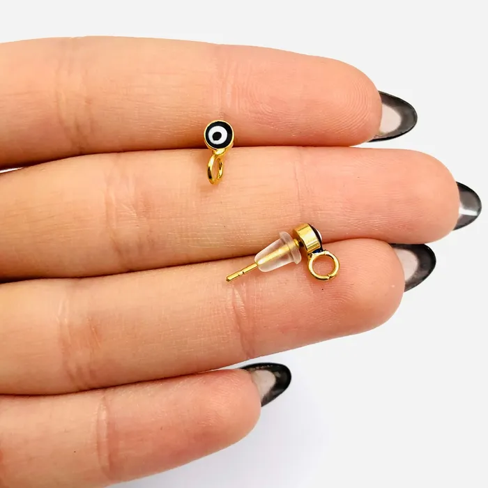Earrings Peppy Beads 24Kt Gold Plated 45mm Evil Eye Ball Post Earring Ball Stud Earring With Loop 2 Pcs in a Pack Earrings Peppy Beads 24Kt Gold Plated 45mm Evil Eye Ball Post Earring Ball Stud Earring With Loop 2 Pcs in a Pack