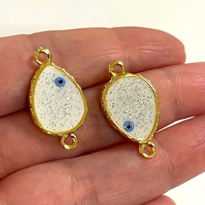 Earrings Peppy Beads 24Kt Gold Plated Glittery Epoxy Enamelled DoubleSided Drop Connector Charms 2 pcs in a pack Earrings Peppy Beads 24Kt Gold Plated Glittery Epoxy Enamelled DoubleSided Drop Connector Charms 2 pcs in a pack
