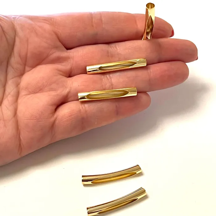Earrings Peppy Beads 24Kt Gold Plated Spacer Tubes With Hole Round Tube Bars Gold Tube Bars Earrings Peppy Beads 24Kt Gold Plated Spacer Tubes With Hole Round Tube Bars Gold Tube Bars