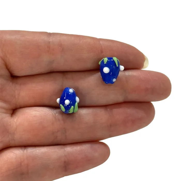 Earrings Peppy Beads Hand Made Dk Blue Glass Vertical Hole FruitVine Beads 2 Pcs in a pack Earrings Peppy Beads Hand Made Dk Blue Glass Vertical Hole FruitVine Beads 2 Pcs in a pack