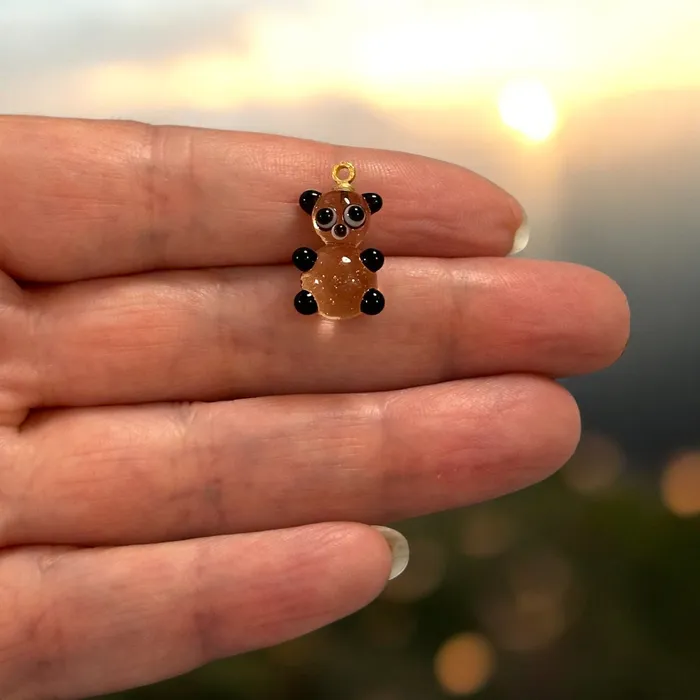 Earrings Peppy Beads Hand Made Murano Glass Bear Charm With 24Kt Gold Plated Pin Earrings Peppy Beads Hand Made Murano Glass Bear Charm With 24Kt Gold Plated Pin