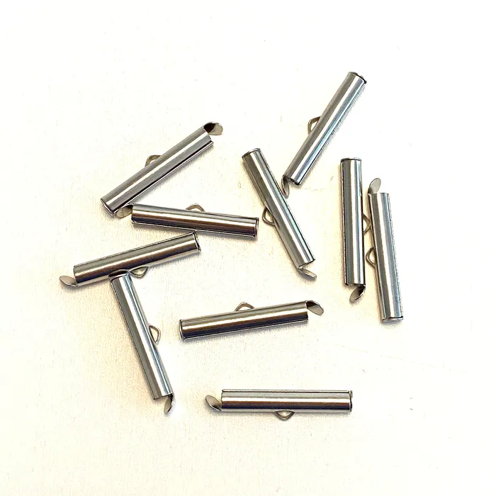 Earrings Peppy Beads Miyuki Slide End Tubes 25mm Rhodium Plated 10 Tubes in a pack Earrings Peppy Beads Miyuki Slide End Tubes 25mm Rhodium Plated 10 Tubes in a pack