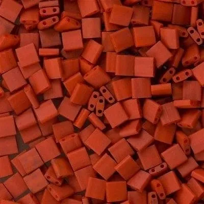 Earrings Peppy Beads Miyuki Tila Beads TL2315 Matted Opaque Terra Cotta