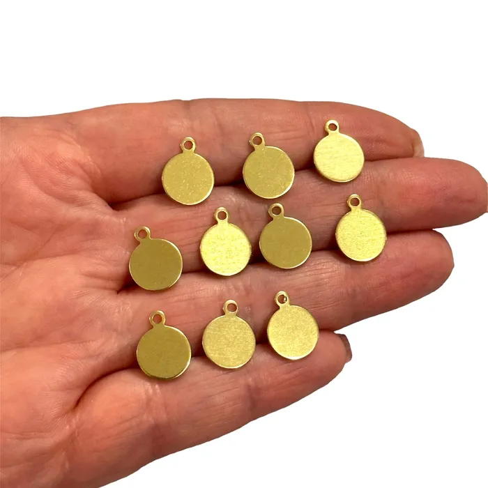 Earrings Peppy Beads Raw Brass Round Tag Charms10 pcs in a pack
