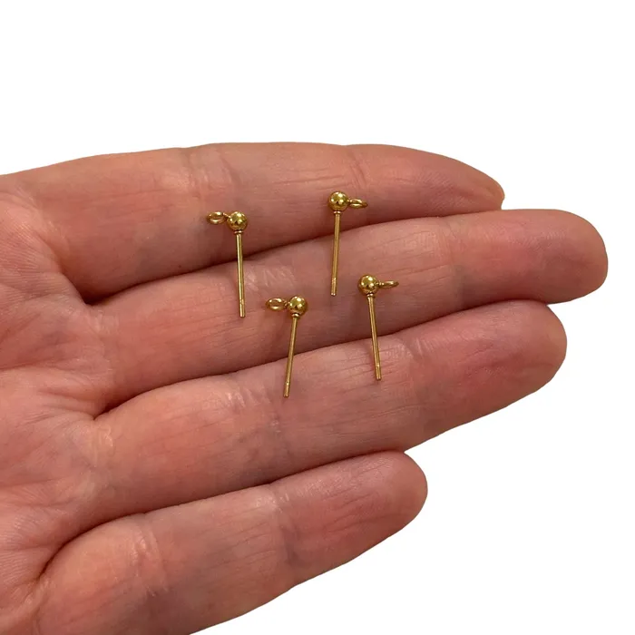 Earrings Peppy Beads Stainless Steel 24Kt Gold Plated Ball Post Earrings 3mm Ball Stud Earrings With Loop Earrings Peppy Beads Stainless Steel 24Kt Gold Plated Ball Post Earrings 3mm Ball Stud Earrings With Loop