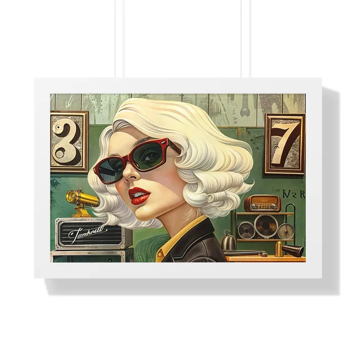 Earrings Portraits by NC Framed Horizontal Poster Tool Time Blonde Earrings Portraits by NC Framed Horizontal Poster Tool Time Blonde