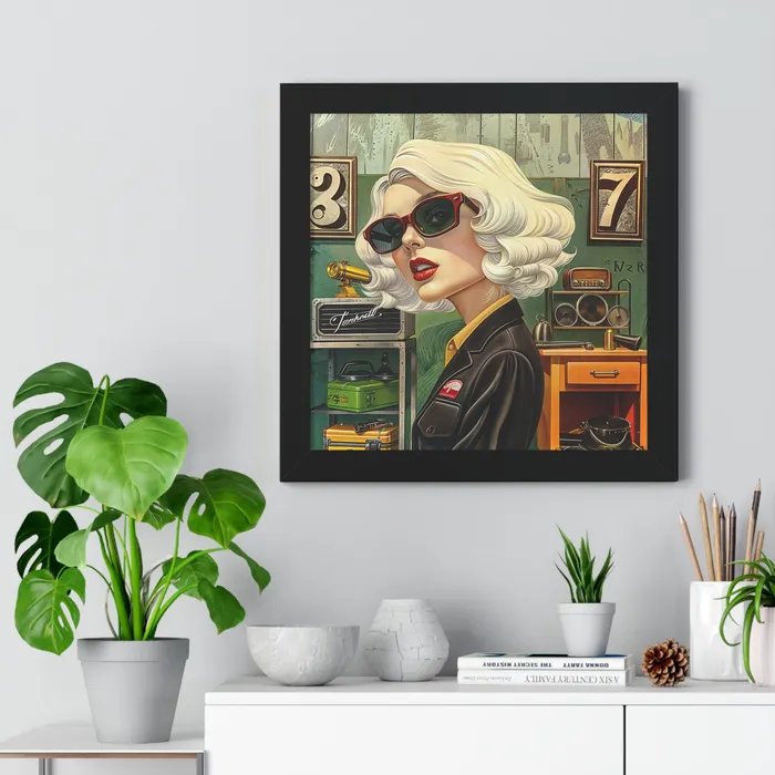 Earrings Portraits by NC Framed Horizontal Poster Tool Time Blonde Earrings Portraits by NC Framed Horizontal Poster Tool Time Blonde