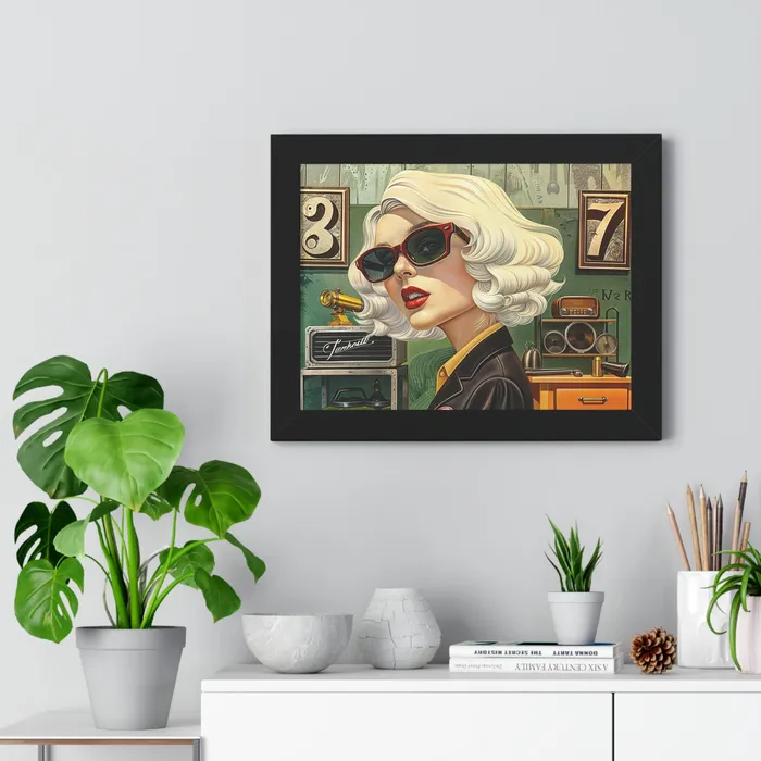 Earrings Portraits by NC Framed Horizontal Poster Tool Time Blonde Earrings Portraits by NC Framed Horizontal Poster Tool Time Blonde