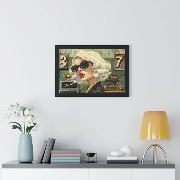 Earrings Portraits by NC Framed Horizontal Poster Tool Time Blonde Earrings Portraits by NC Framed Horizontal Poster Tool Time Blonde