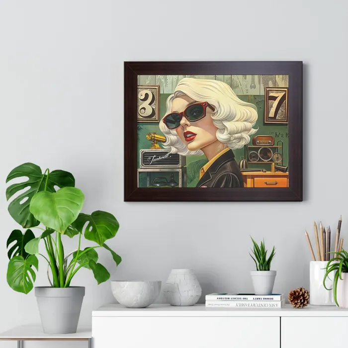Earrings Portraits by NC Framed Horizontal Poster Tool Time Blonde Earrings Portraits by NC Framed Horizontal Poster Tool Time Blonde