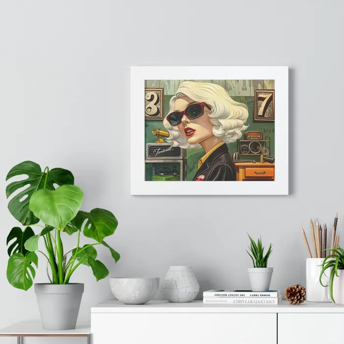 Earrings Portraits by NC Framed Horizontal Poster Tool Time Blonde Earrings Portraits by NC Framed Horizontal Poster Tool Time Blonde