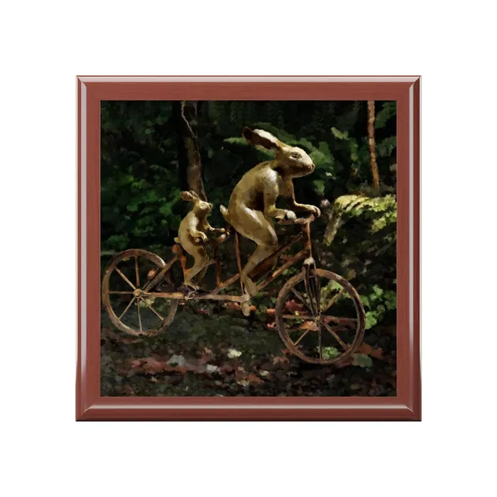 Earrings Portraits by NC JewelryKeepsake Box Rabbits on Tandem Bicycle Wood Lacquered Box Earrings Portraits by NC JewelryKeepsake Box Rabbits on Tandem Bicycle Wood Lacquered Box