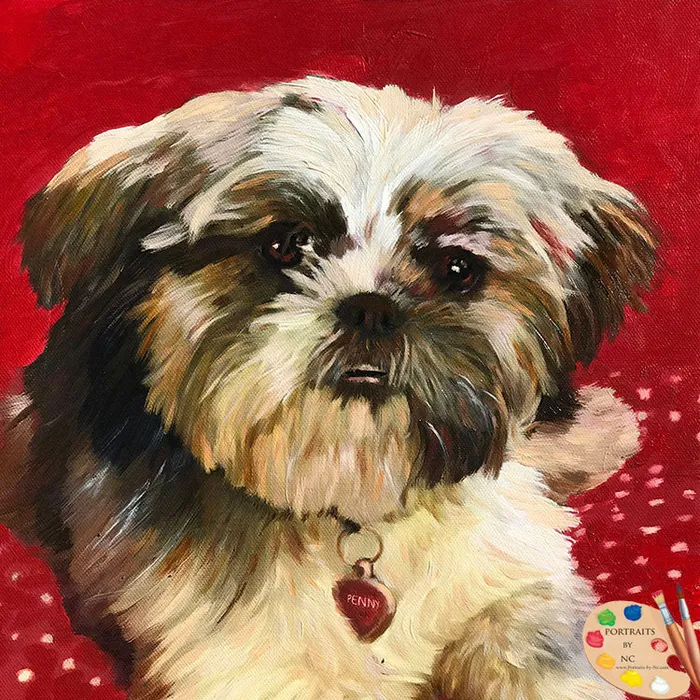 Earrings Portraits by NC Shih Tzu Oil Portrait