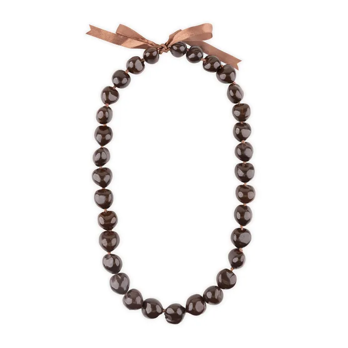Earrings RAINBOWCRAFT Brown Kukui Nut Lei