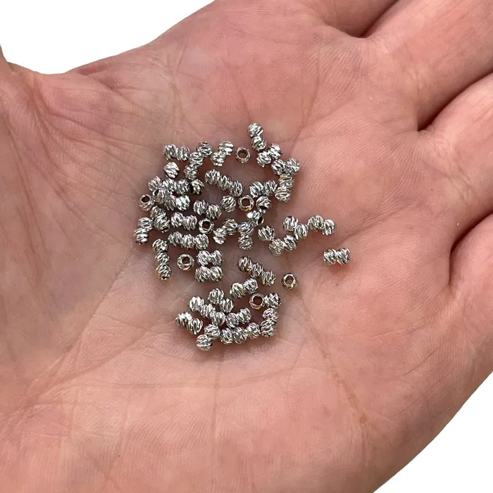 Earrings Rhodium Plated Laser Cut 2mm Spacer Beads Rhodium Plated 2mm Dorica Spacer Beads 100 beads in a pack Peppy Beads Earrings Rhodium Plated Laser Cut 2mm Spacer Beads Rhodium Plated 2mm Dorica Spacer Beads 100 beads in a pack Peppy Beads