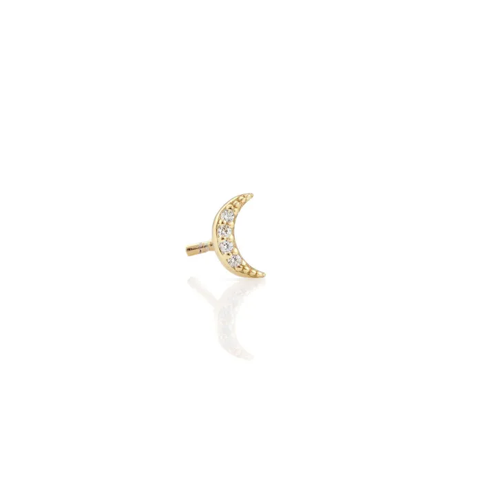 Earrings Single Crescent Moon Crystal Stud Earring Kris Nations