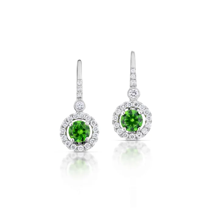 Earrings Stephen Silver Fine Jewelry 051 Carat Demantoid Garnet and Diamond Earrings Earrings Stephen Silver Fine Jewelry 051 Carat Demantoid Garnet and Diamond Earrings