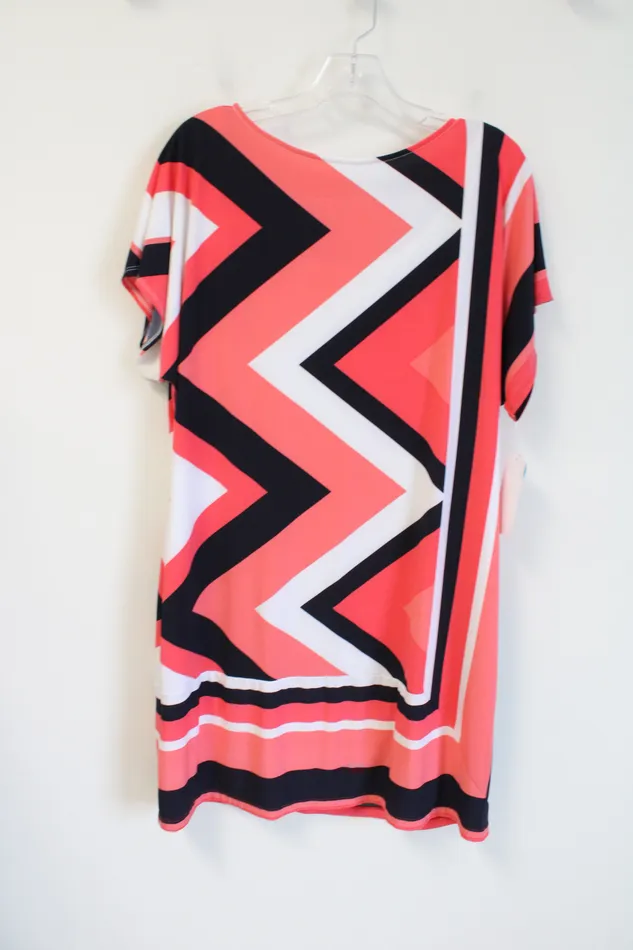 Earrings Studio I NEW Studio One New York Coral Pink Navy Chevron Dress XL