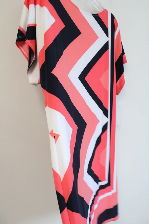 Earrings Studio I NEW Studio One New York Coral Pink Navy Chevron Dress XL