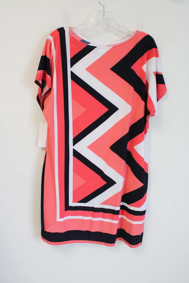 Earrings Studio I NEW Studio One New York Coral Pink Navy Chevron Dress XL