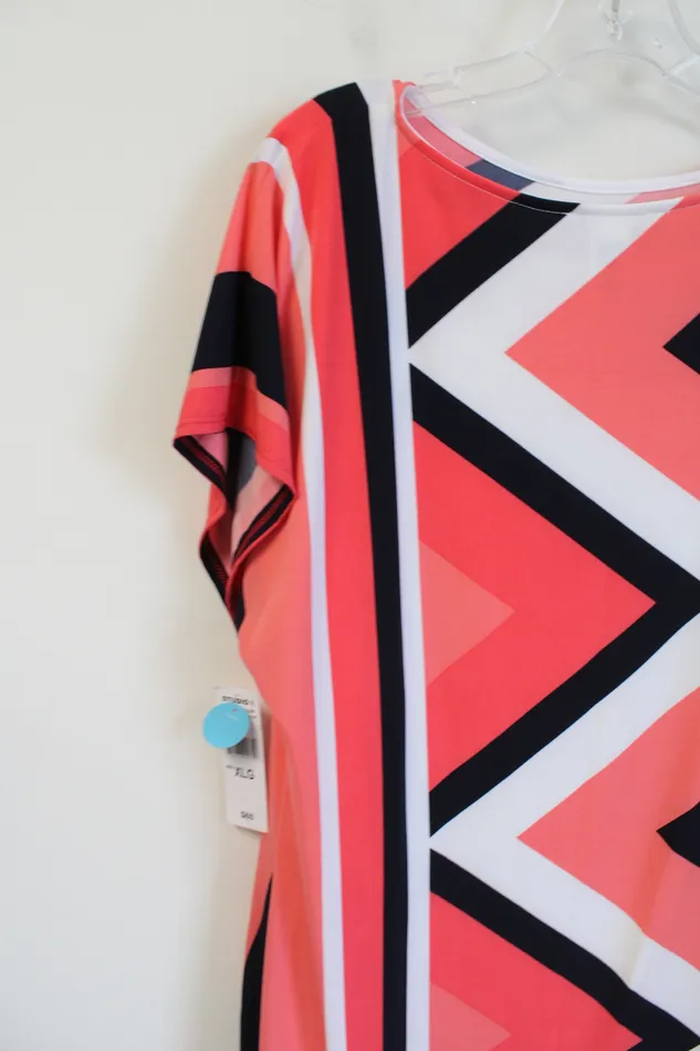 Earrings Studio I NEW Studio One New York Coral Pink Navy Chevron Dress XL