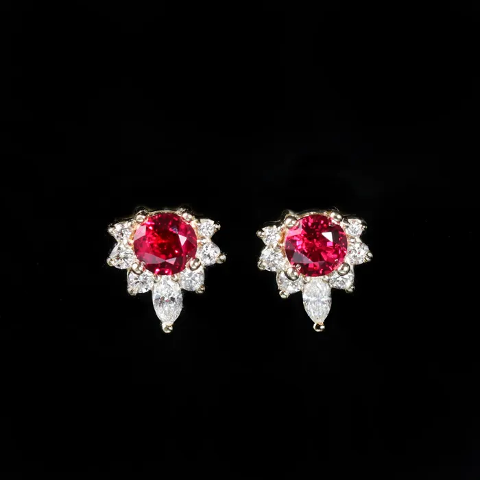Earrings Stuller 14K Yellow Gold 040 CTW Ruby and Diamond Stud Earrings