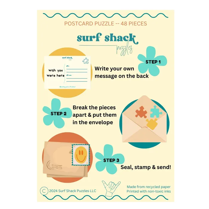 Earrings SURFSHACKPUZZLE Surf Shack Tis the SeaSun Puzzle Postcard 48 Pieces