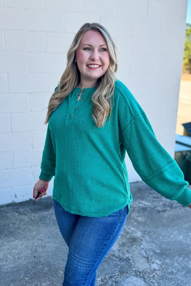 Earrings The Alexa Henley Top Green Zenana