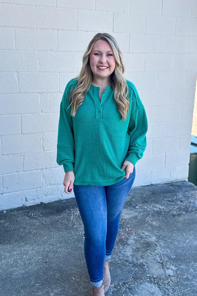 Earrings The Alexa Henley Top Green Zenana