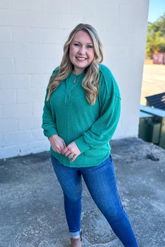 Earrings The Alexa Henley Top Green Zenana