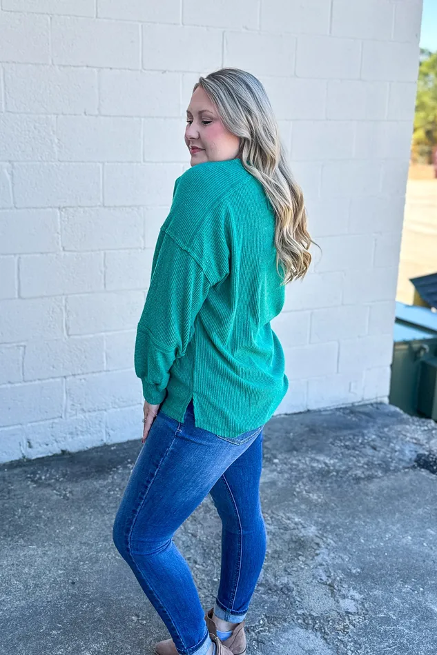 Earrings The Alexa Henley Top Green Zenana
