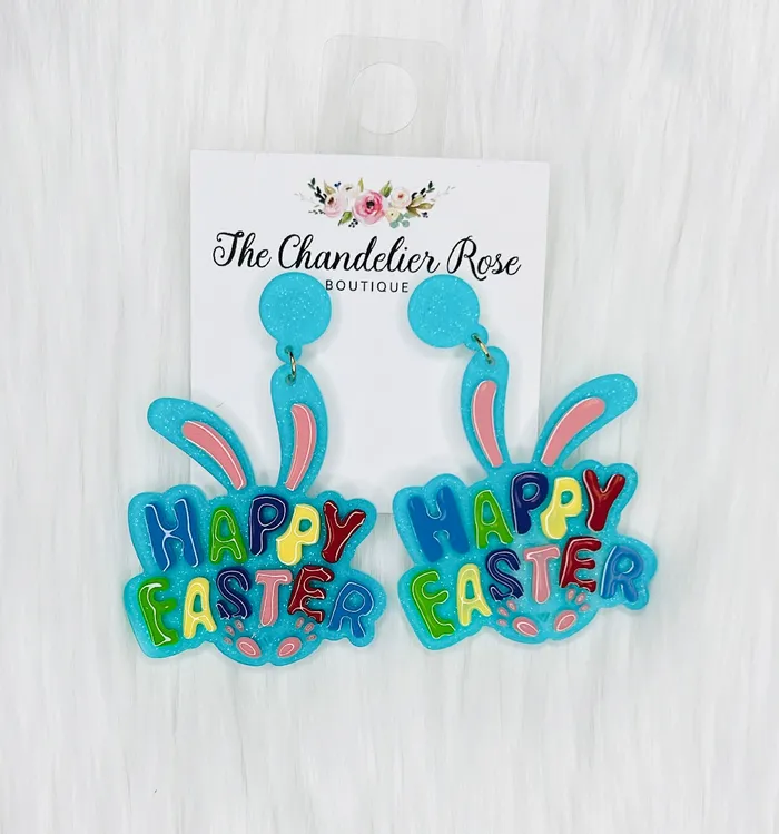 Earrings The Chandelier Rose Boutique HAPPY EASTER EARRINGS BLUE