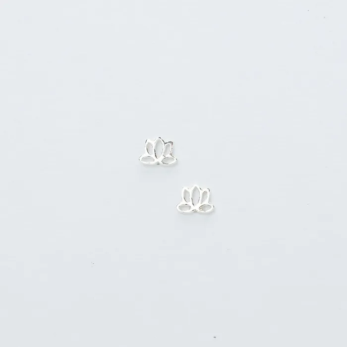 Earrings Tiger Mountain Tiny Lotus Flower Cutout Stud Earrings in Sterling Silver Earrings Tiger Mountain Tiny Lotus Flower Cutout Stud Earrings in Sterling Silver